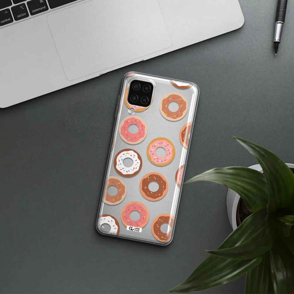a pattern of donuts with sprinkles Samsung A12 4g Clear TPU Case