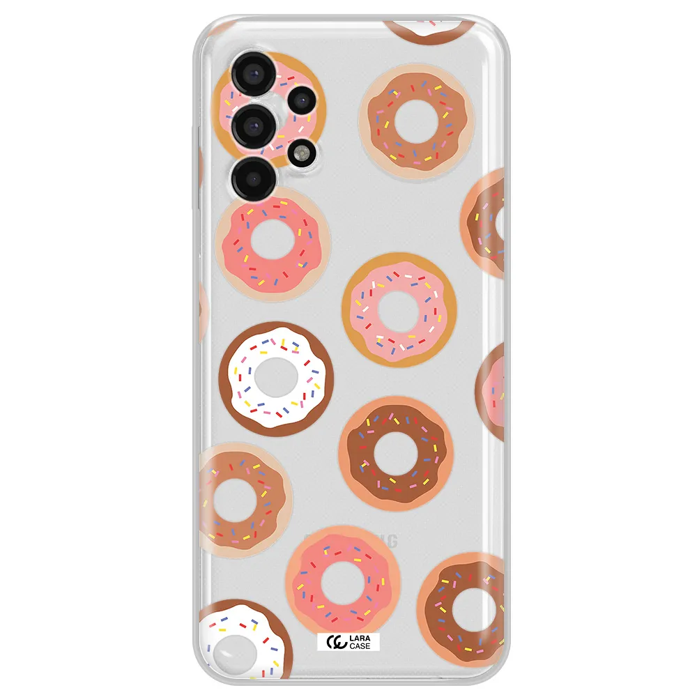 a pattern of donuts with sprinkles Samsung A13 4g Clear TPU Case