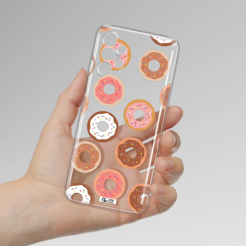 a pattern of donuts with sprinkles Samsung A13 Clear TPU Case