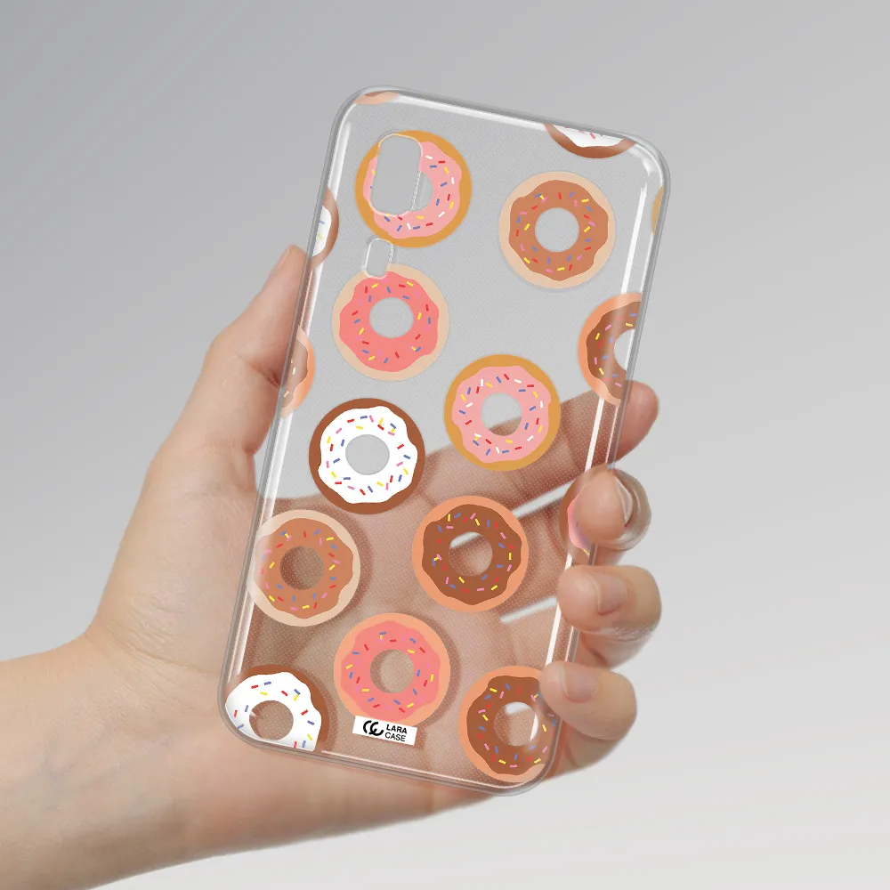 a pattern of donuts with sprinkles Samsung A2 Core Clear TPU Case