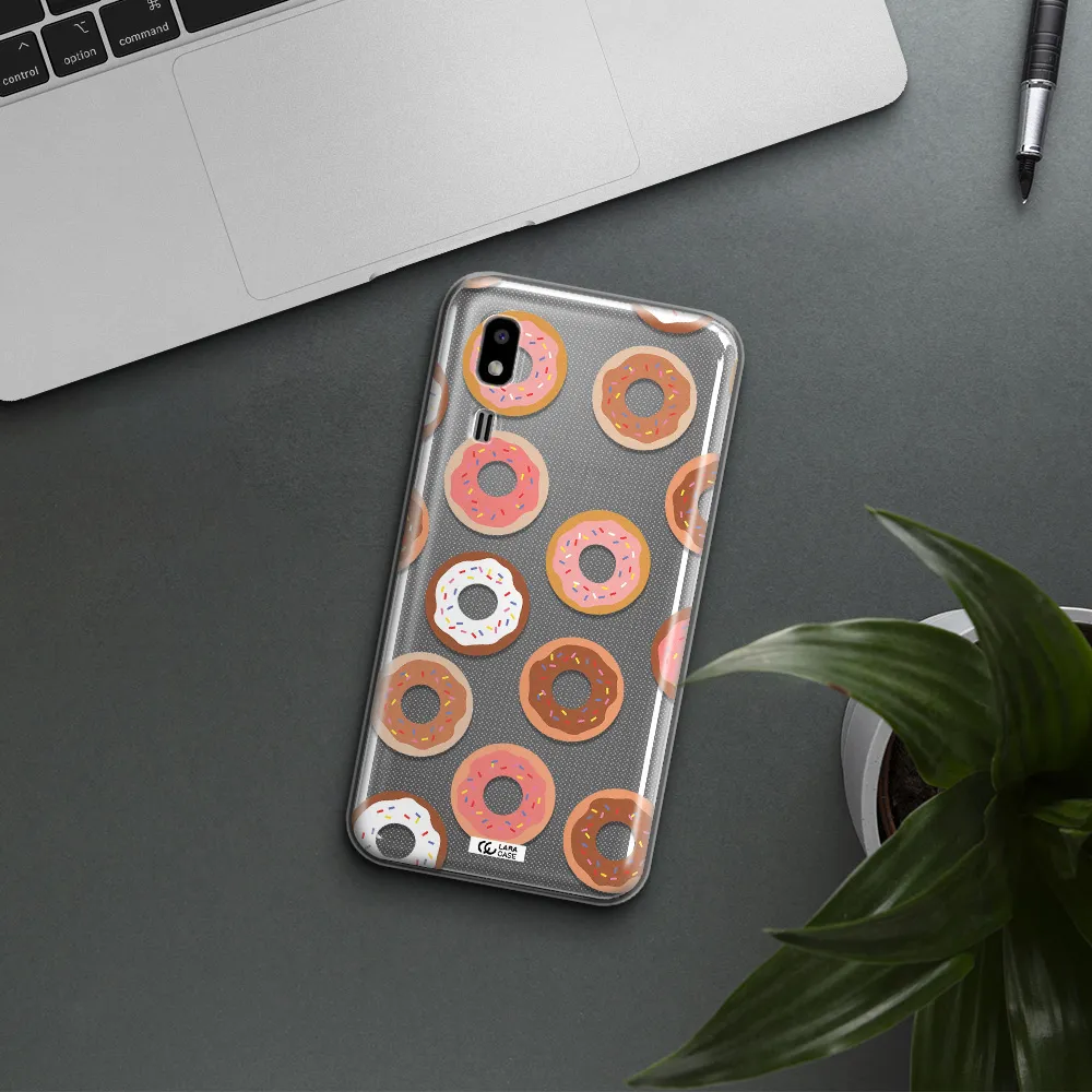 a pattern of donuts with sprinkles Samsung A2 Core Clear TPU Case
