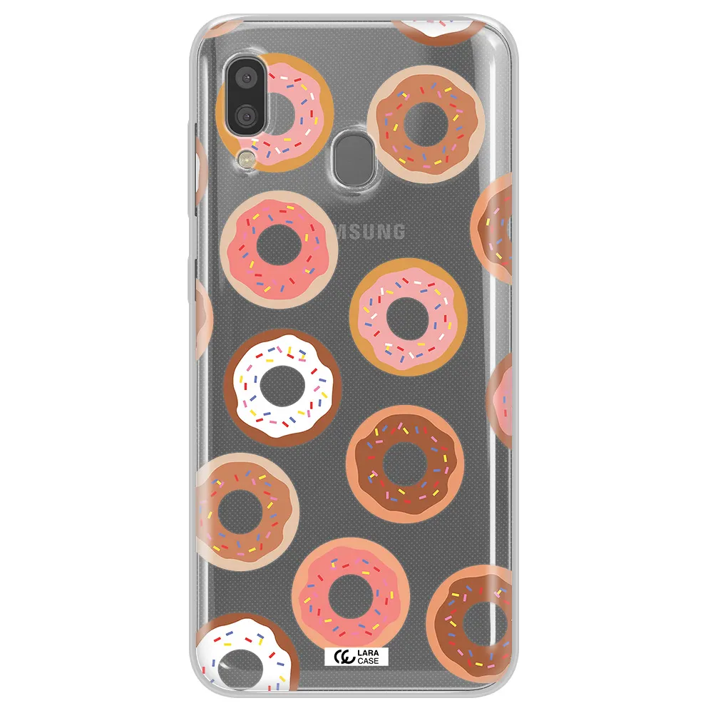 a pattern of donuts with sprinkles Samsung A20 Clear TPU Case
