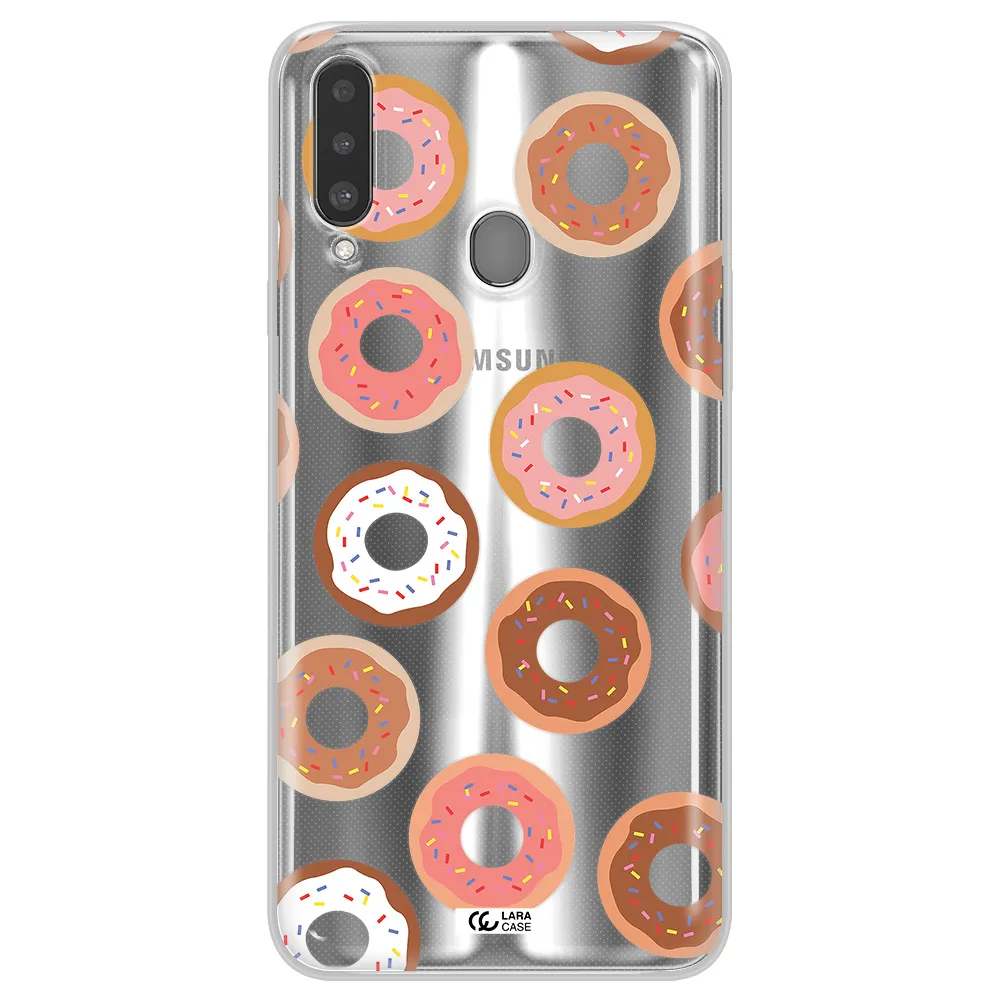 a pattern of donuts with sprinkles Samsung A20S Clear TPU Case