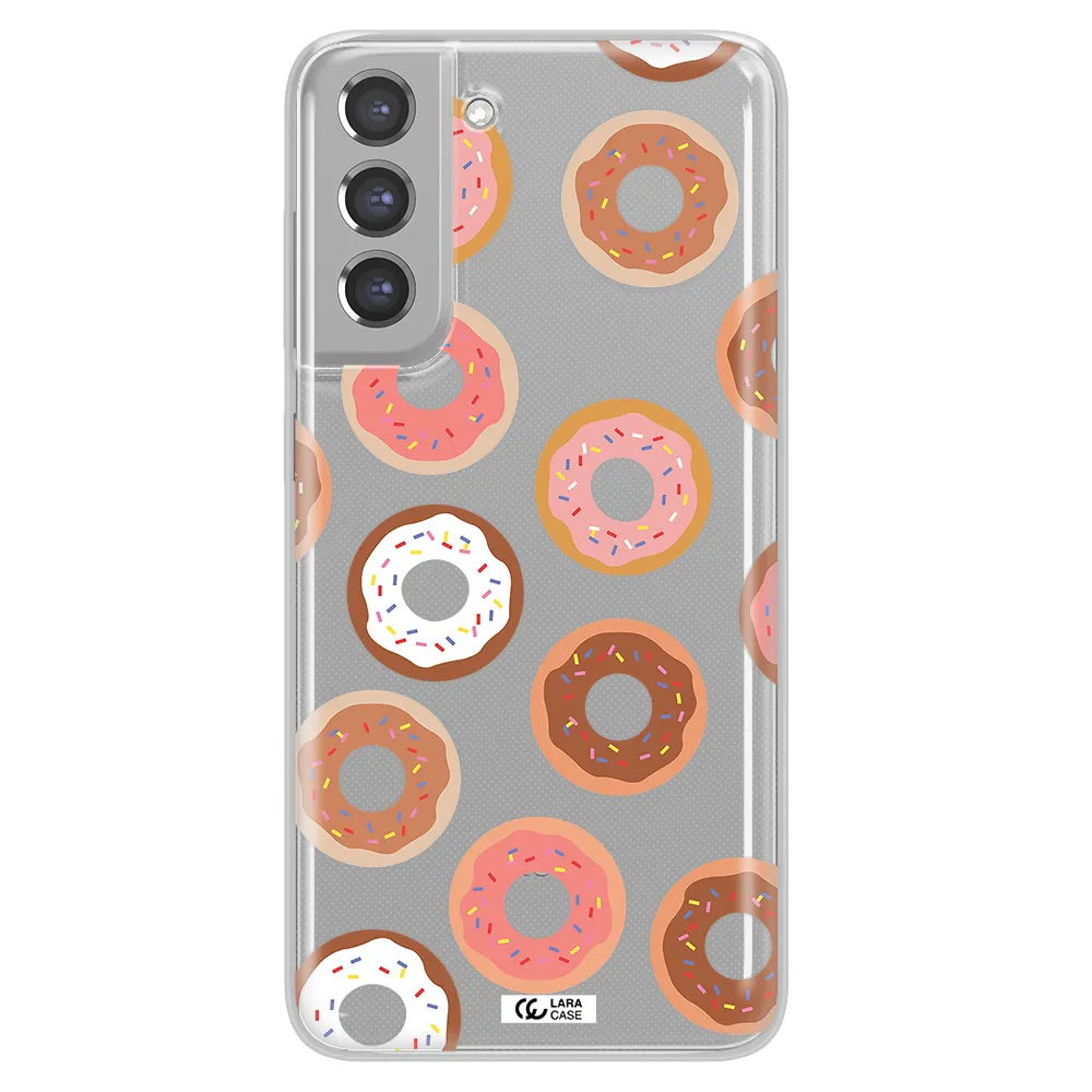 a pattern of donuts with sprinkles Samsung A21 Fe Clear TPU Case