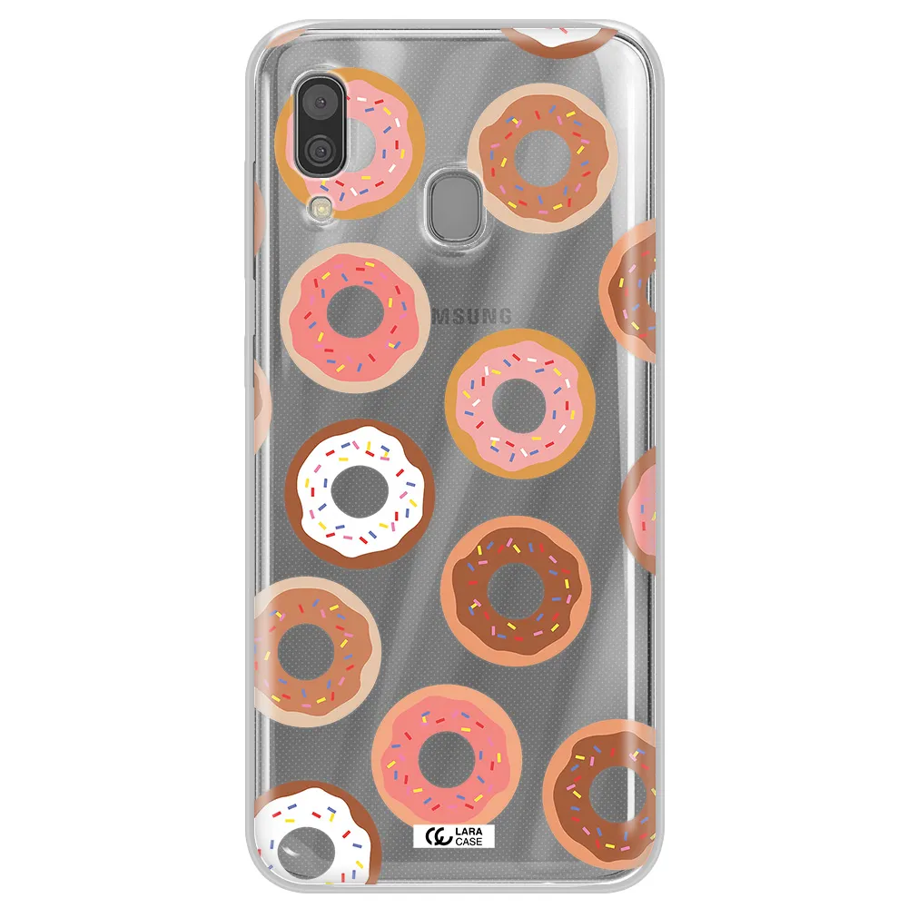 a pattern of donuts with sprinkles Samsung A30 Clear TPU Case