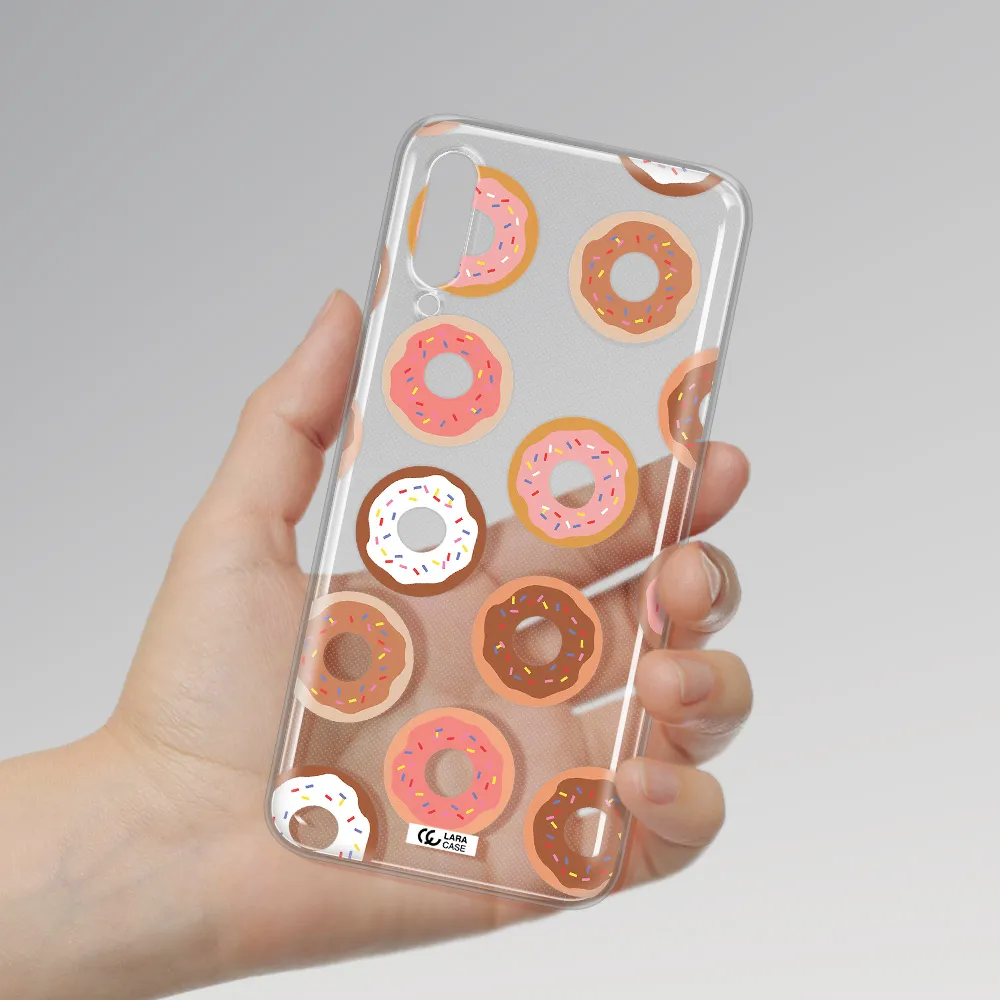 a pattern of donuts with sprinkles Samsung A30S Clear TPU Case