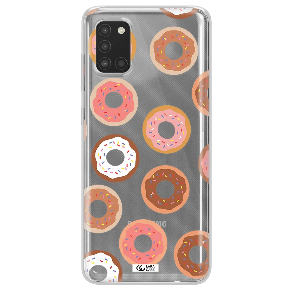 a pattern of donuts with sprinkles Samsung A31 Clear TPU Case