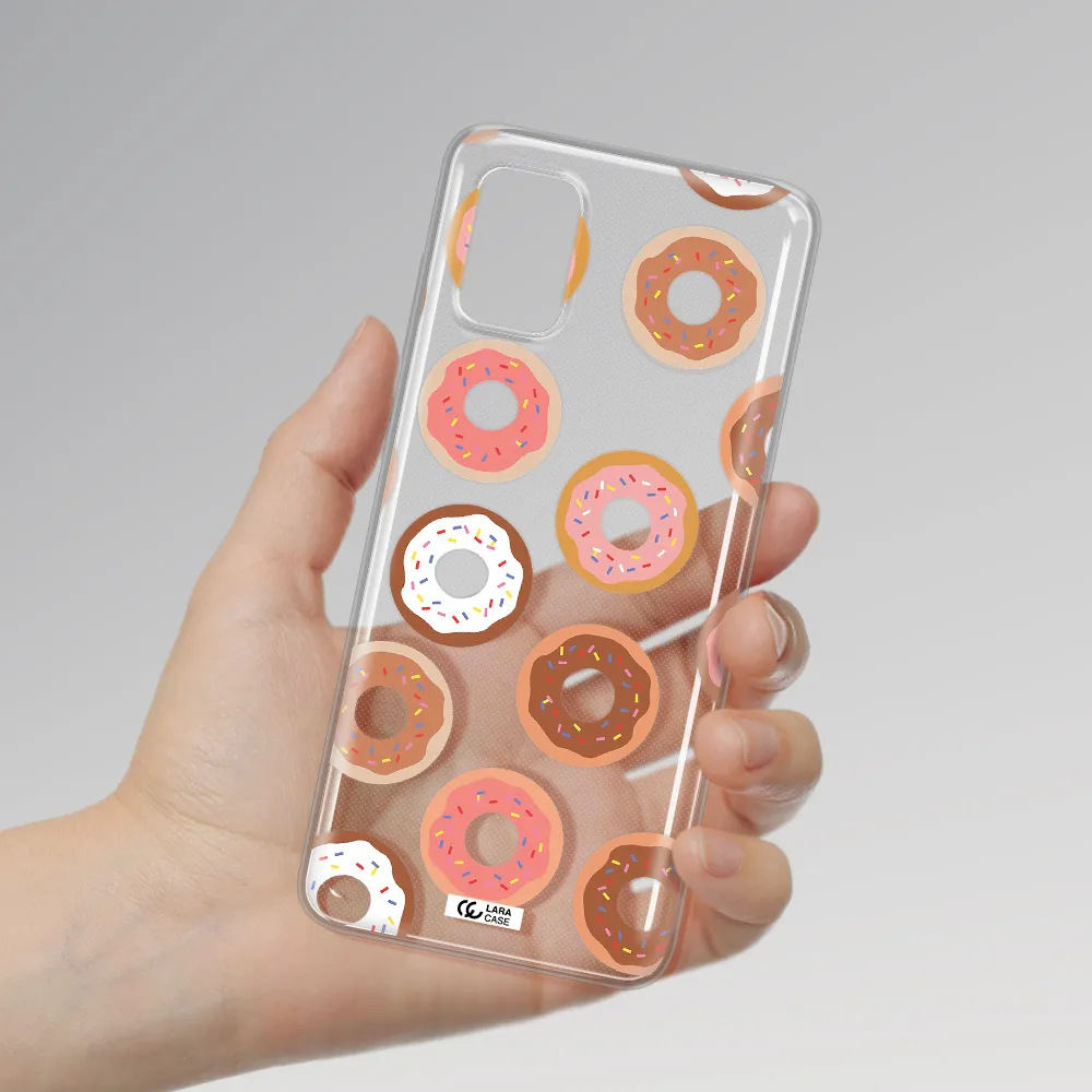 a pattern of donuts with sprinkles Samsung A31 Clear TPU Case