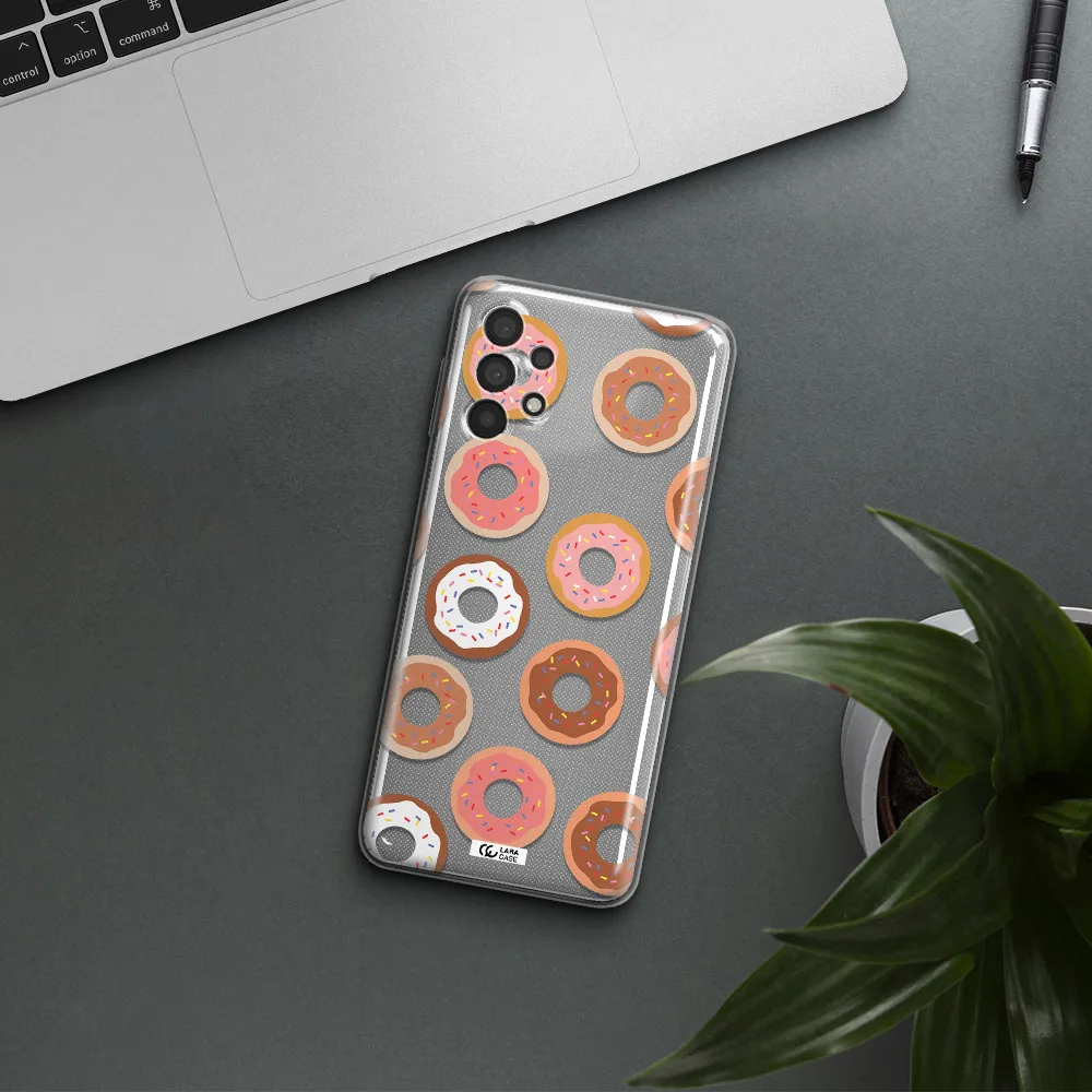 a pattern of donuts with sprinkles Samsung A32 Clear TPU Case
