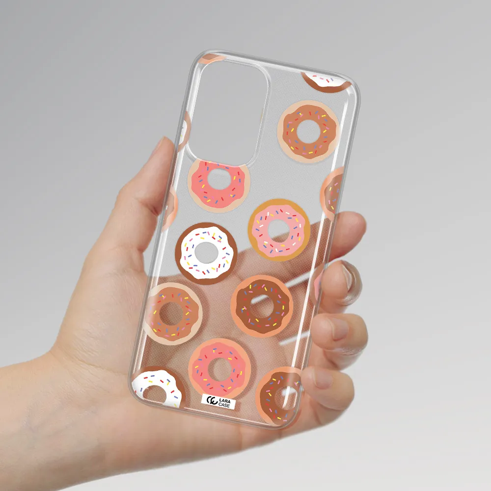 a pattern of donuts with sprinkles Samsung A33 Clear TPU Case