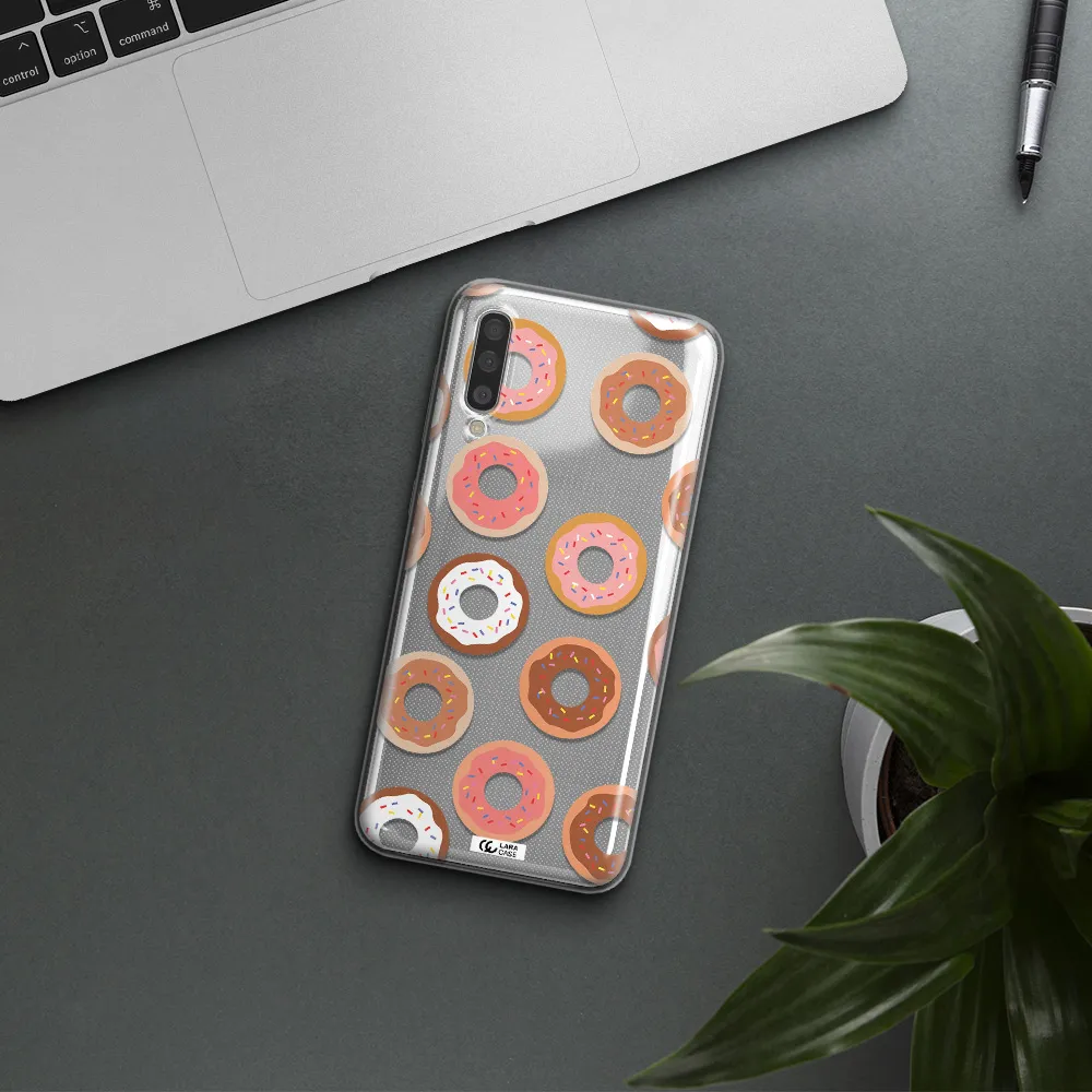 a pattern of donuts with sprinkles Samsung A50 Clear TPU Case