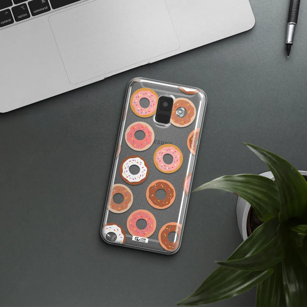 a pattern of donuts with sprinkles Samsung A6 Clear TPU Case