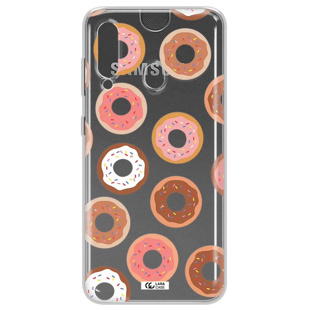 a pattern of donuts with sprinkles Samsung A60 Clear TPU Case