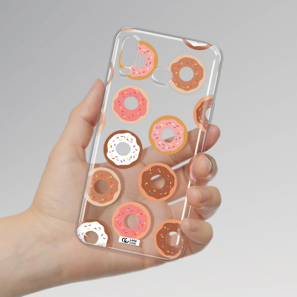 a pattern of donuts with sprinkles Samsung A6S Clear TPU Case