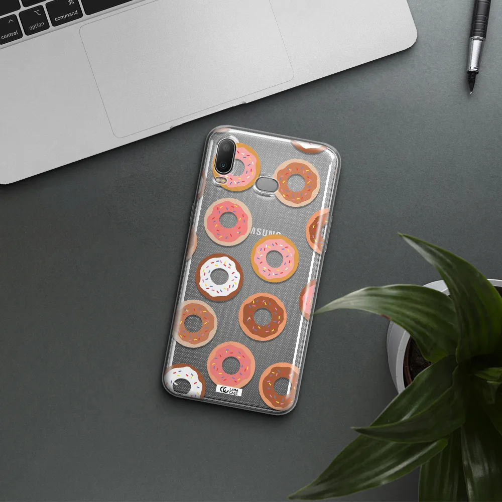 a pattern of donuts with sprinkles Samsung A6S Clear TPU Case