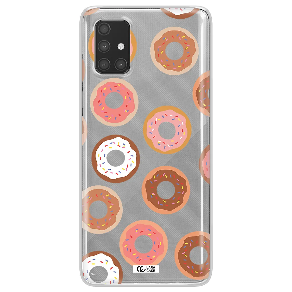 a pattern of donuts with sprinkles Samsung A71 Clear TPU Case