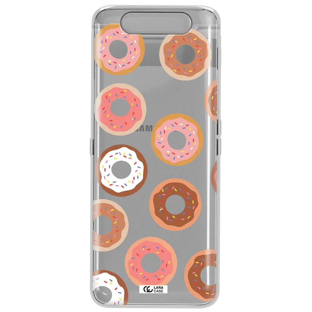 a pattern of donuts with sprinkles Samsung A80 Clear TPU Case