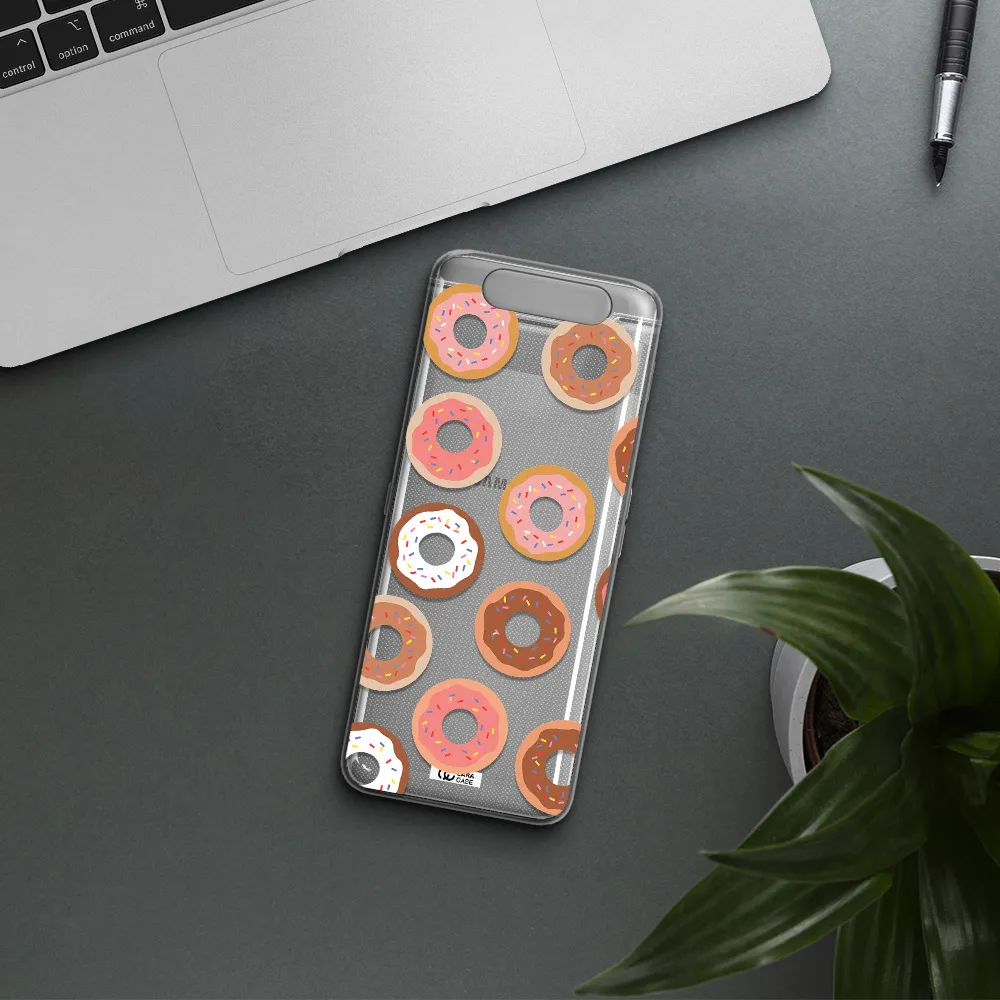 a pattern of donuts with sprinkles Samsung A80 Clear TPU Case
