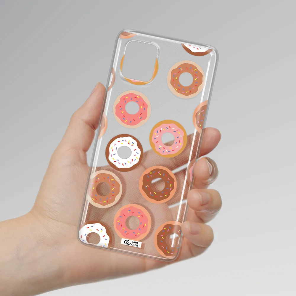 a pattern of donuts with sprinkles Samsung A81 Clear TPU Case