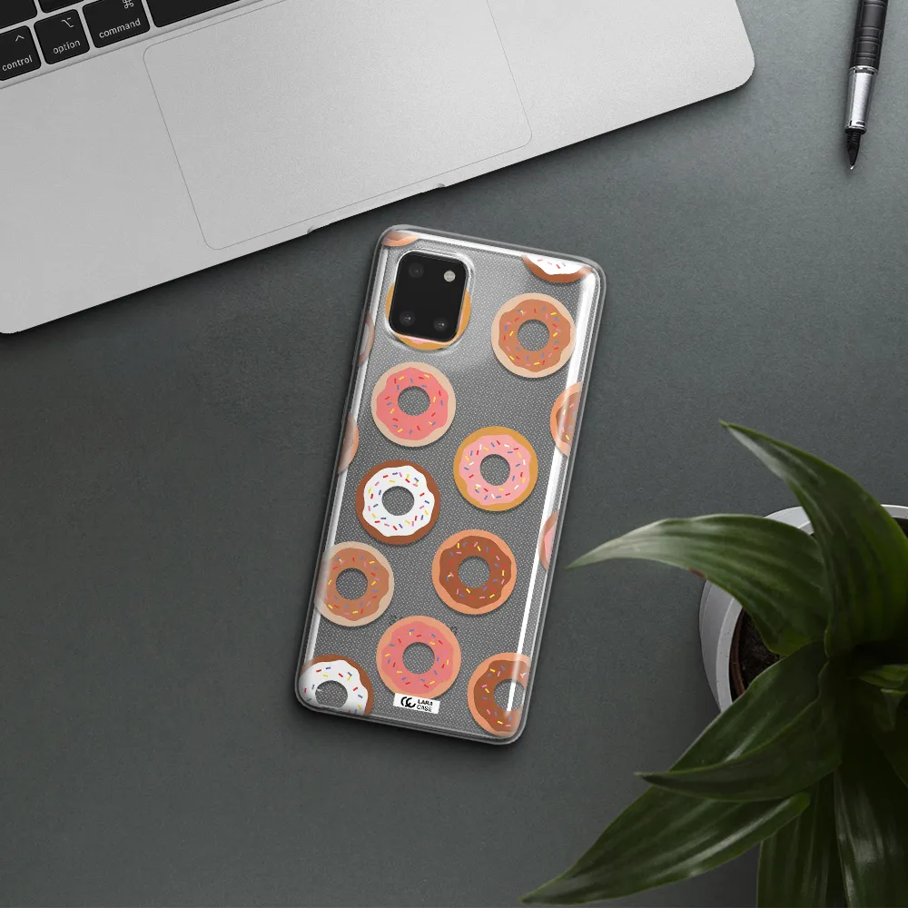 a pattern of donuts with sprinkles Samsung A81 Clear TPU Case