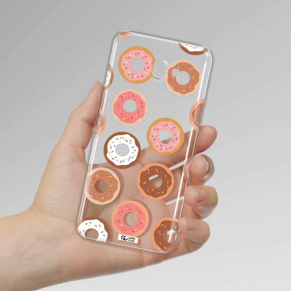 a pattern of donuts with sprinkles Samsung J4 Plus Clear TPU Case