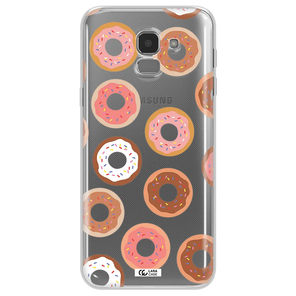 a pattern of donuts with sprinkles Samsung J6 Clear TPU Case