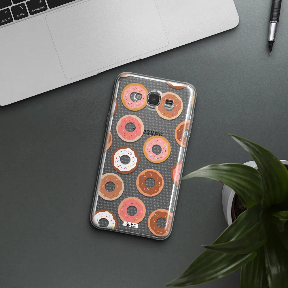 a pattern of donuts with sprinkles Samsung J7 Clear TPU Case