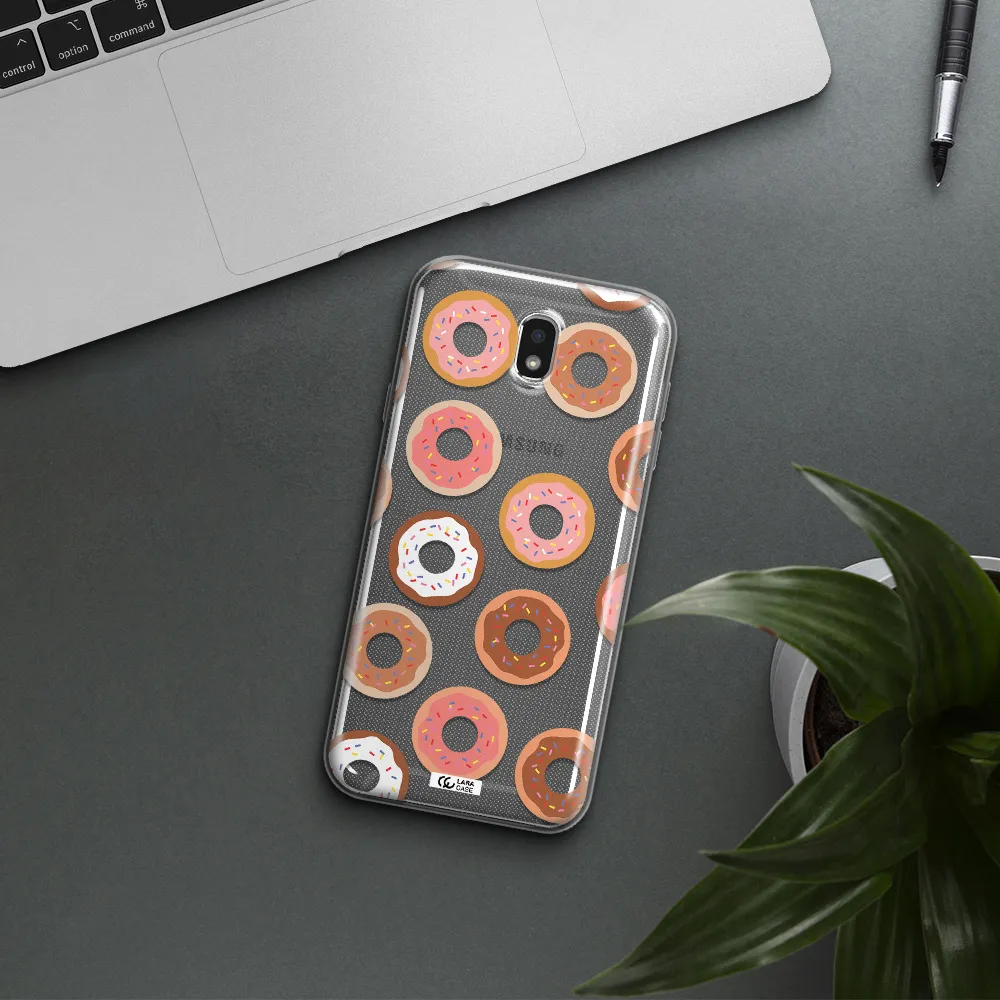 a pattern of donuts with sprinkles Samsung J7 Pro Clear TPU Case