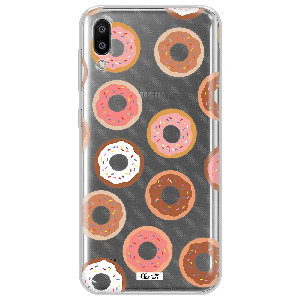 a pattern of donuts with sprinkles Samsung M10 Clear TPU Case