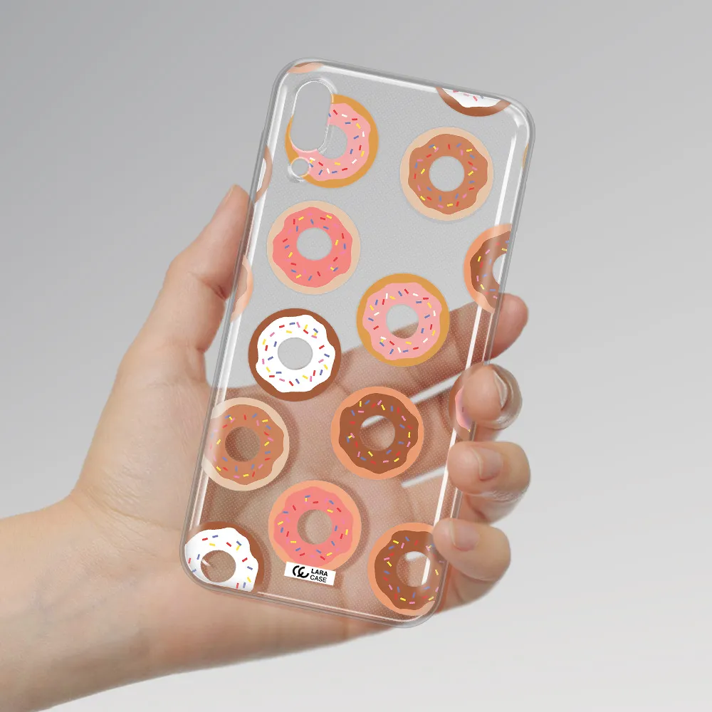 a pattern of donuts with sprinkles Samsung M10 Clear TPU Case