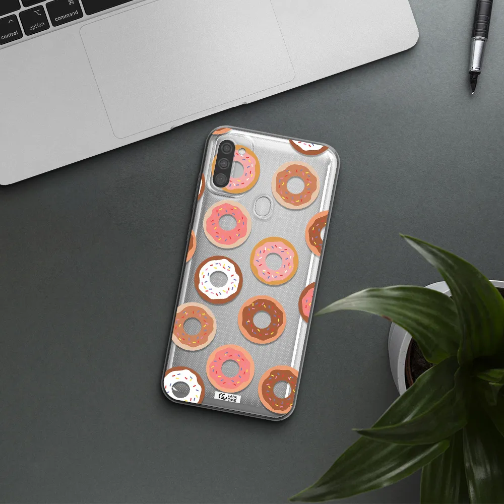 a pattern of donuts with sprinkles Samsung M11 Clear TPU Case