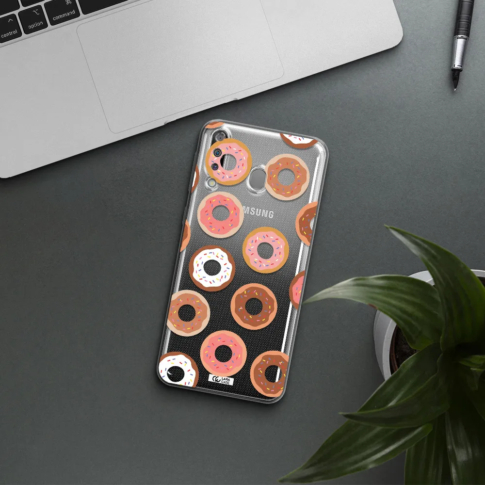 a pattern of donuts with sprinkles Samsung M30 Clear TPU Case