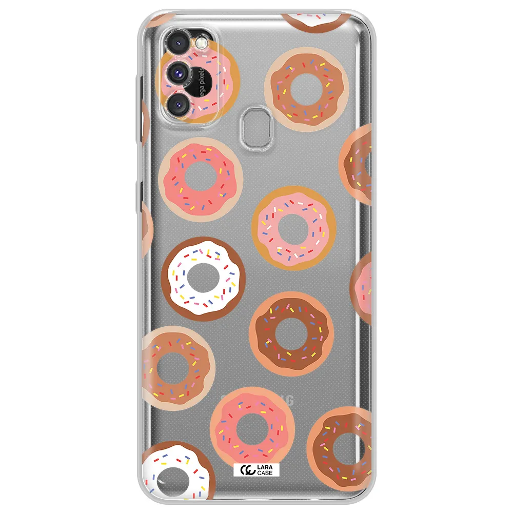 a pattern of donuts with sprinkles Samsung M30S Clear TPU Case
