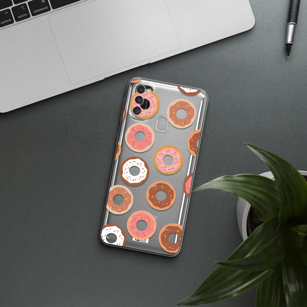 a pattern of donuts with sprinkles Samsung M30S Clear TPU Case