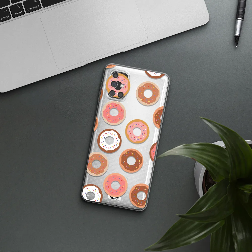a pattern of donuts with sprinkles Samsung M31S Clear TPU Case