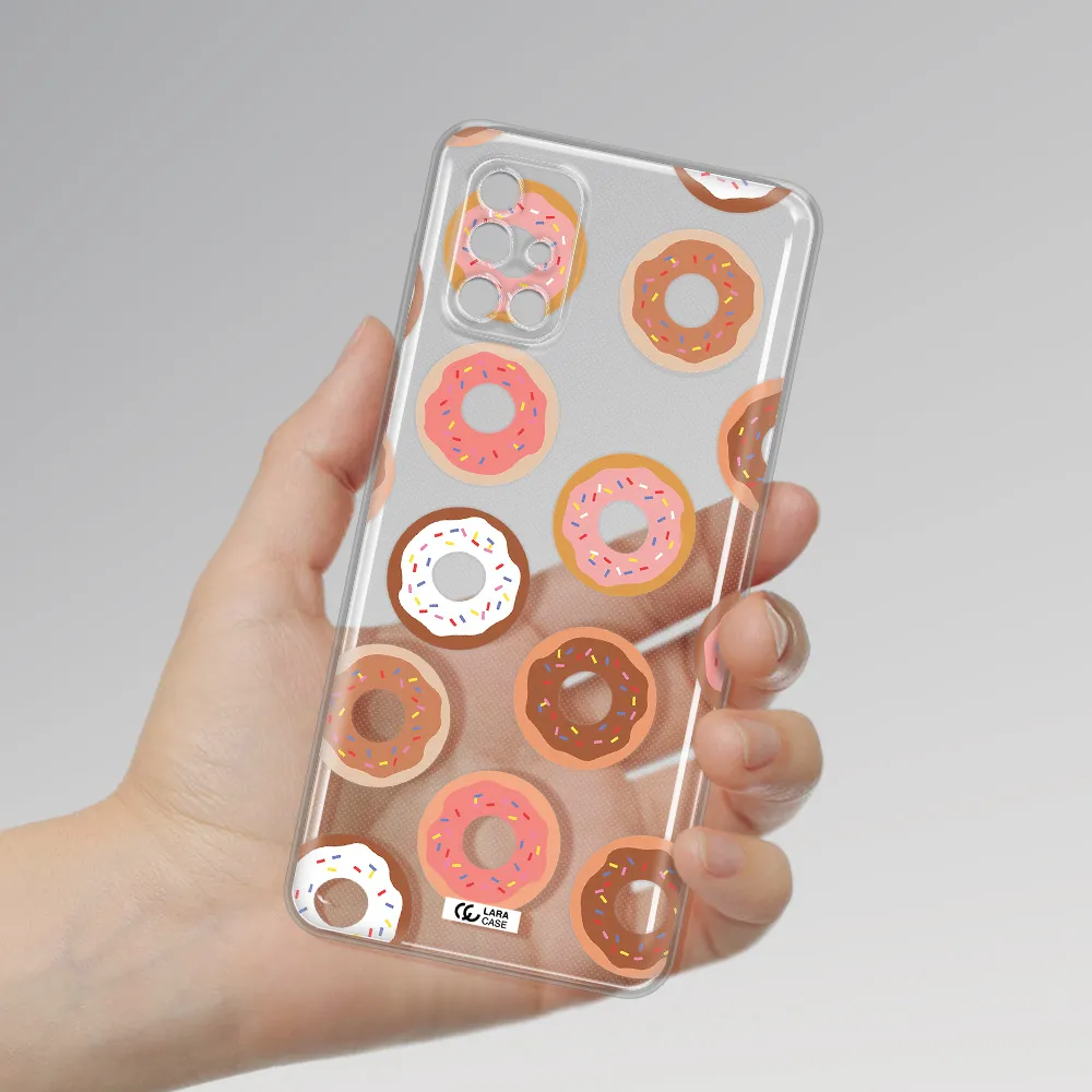 a pattern of donuts with sprinkles Samsung M51 Clear TPU Case