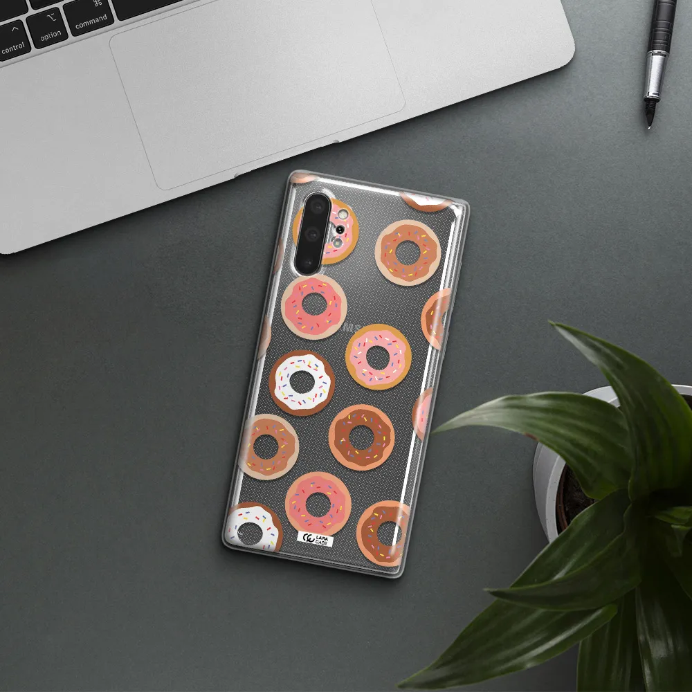 a pattern of donuts with sprinkles Samsung Note 10 Plus Clear TPU Case