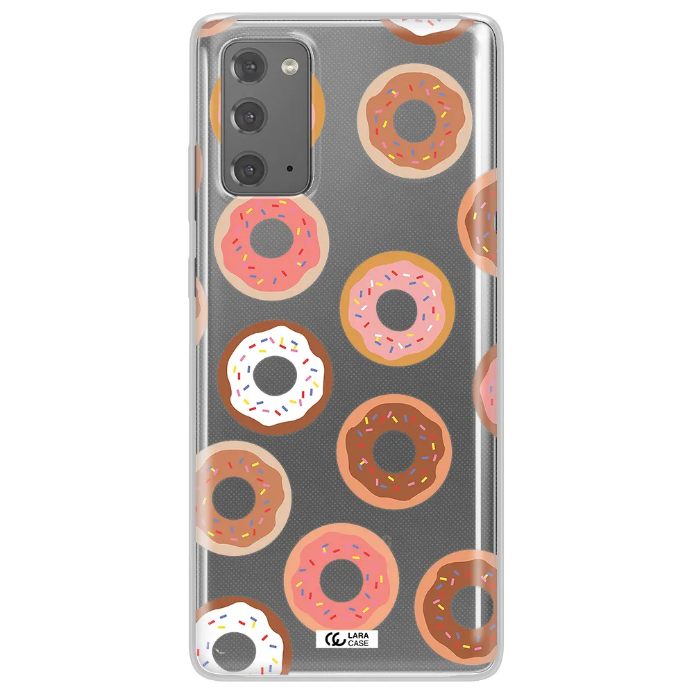 a pattern of donuts with sprinkles Samsung Note 20 Clear TPU Case