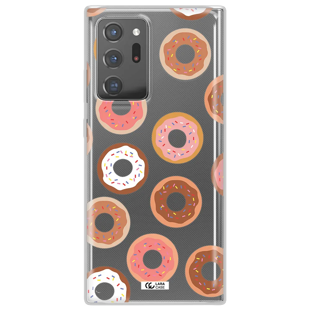 a pattern of donuts with sprinkles Samsung Note 20 Ultra Clear TPU Case