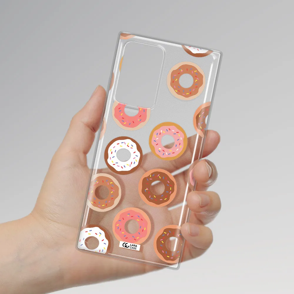 a pattern of donuts with sprinkles Samsung Note 20 Ultra Clear TPU Case