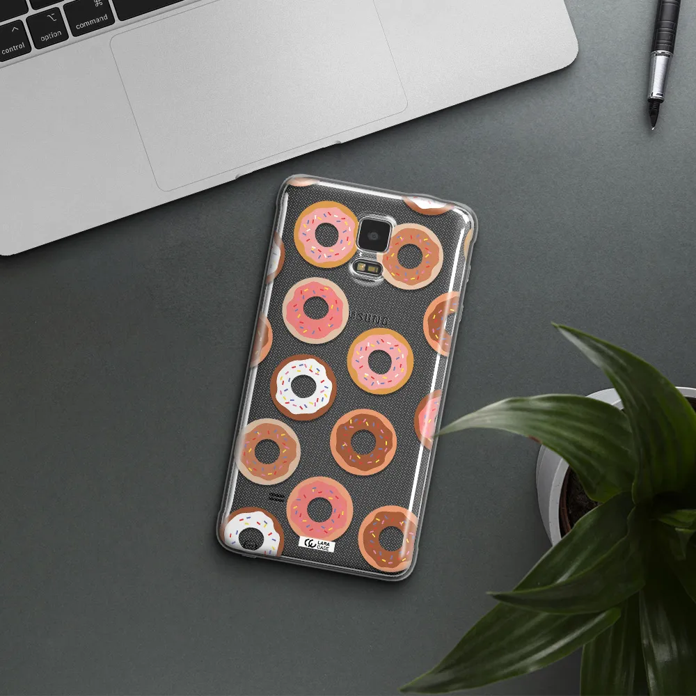 a pattern of donuts with sprinkles Samsung Note 4 Clear TPU Case