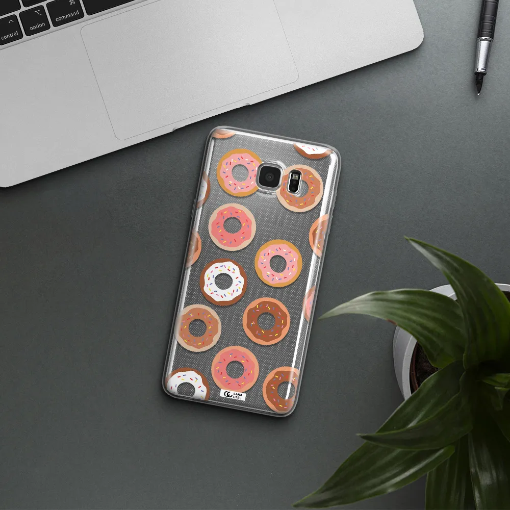 a pattern of donuts with sprinkles Samsung Note 5 Clear TPU Case