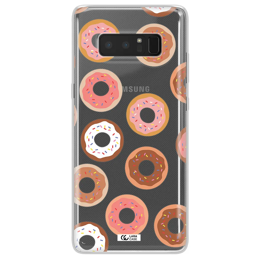 a pattern of donuts with sprinkles Samsung Note 8 Clear TPU Case