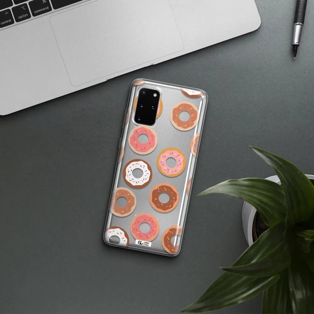 a pattern of donuts with sprinkles Samsung S 20 Plus Clear TPU Case