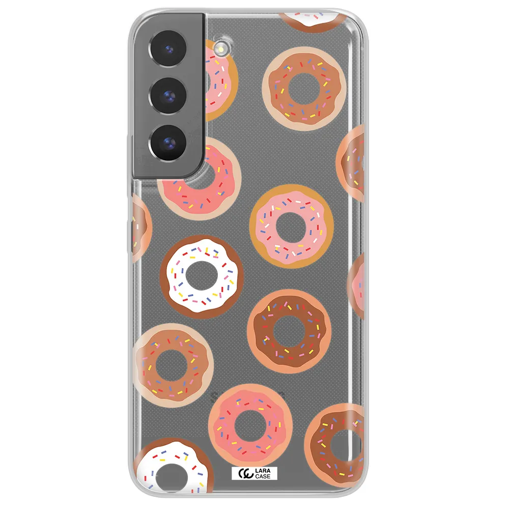 a pattern of donuts with sprinkles Samsung S 22 Clear TPU Case