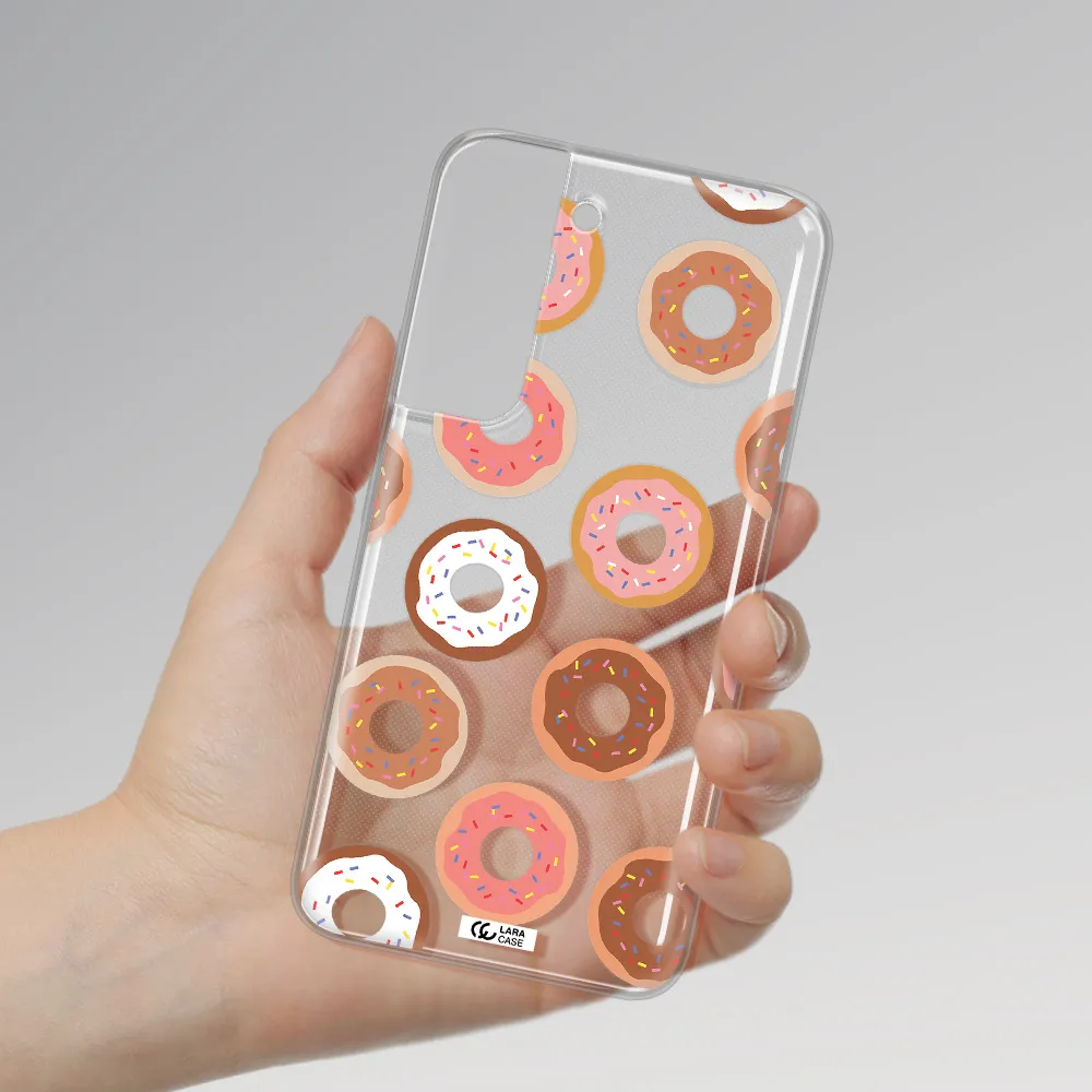 a pattern of donuts with sprinkles Samsung S 22 Plus Clear TPU Case