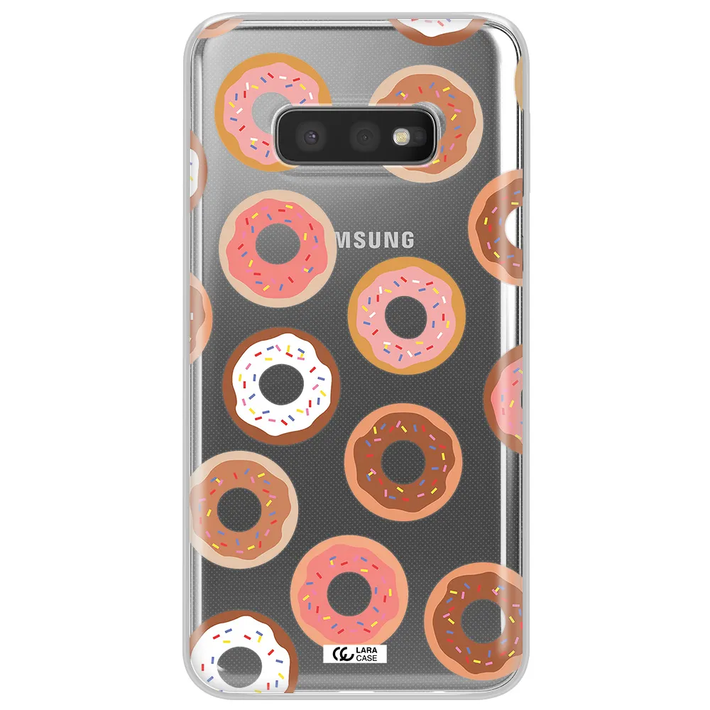 a pattern of donuts with sprinkles Samsung S10e Clear TPU Case