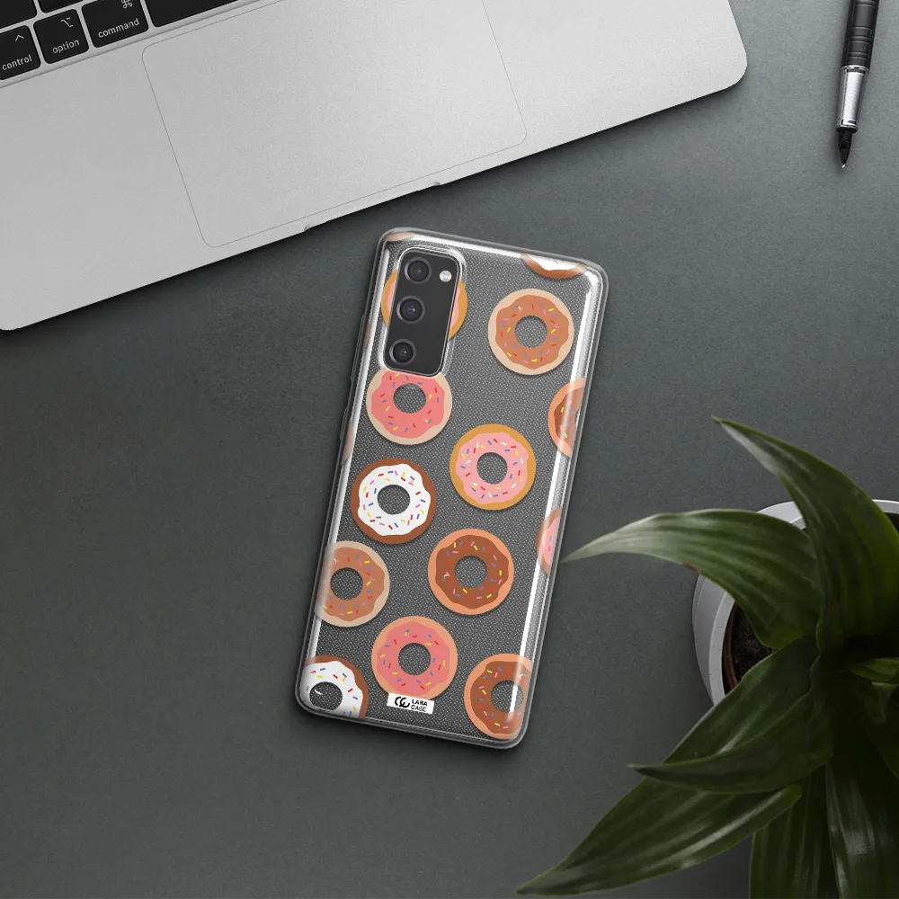 a pattern of donuts with sprinkles Samsung S20 Fe Clear TPU Case