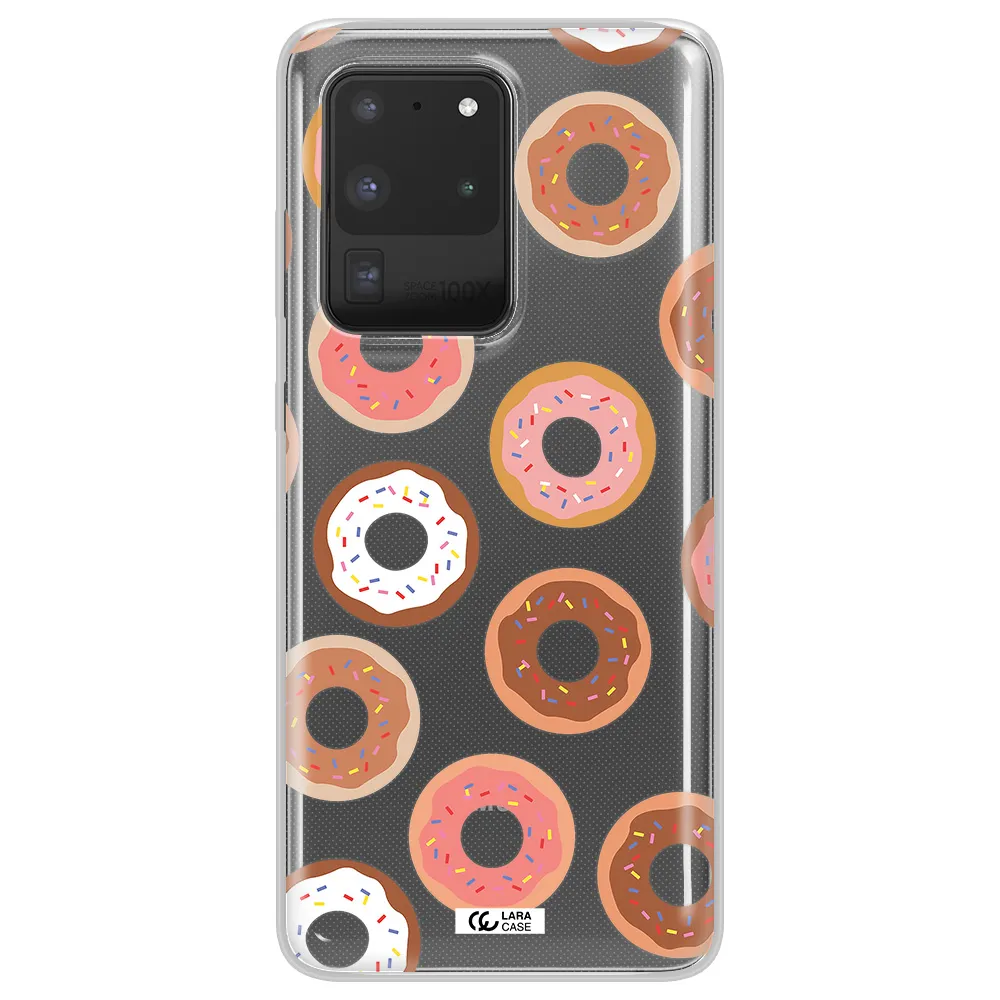 a pattern of donuts with sprinkles Samsung S20 Ultra Clear TPU Case