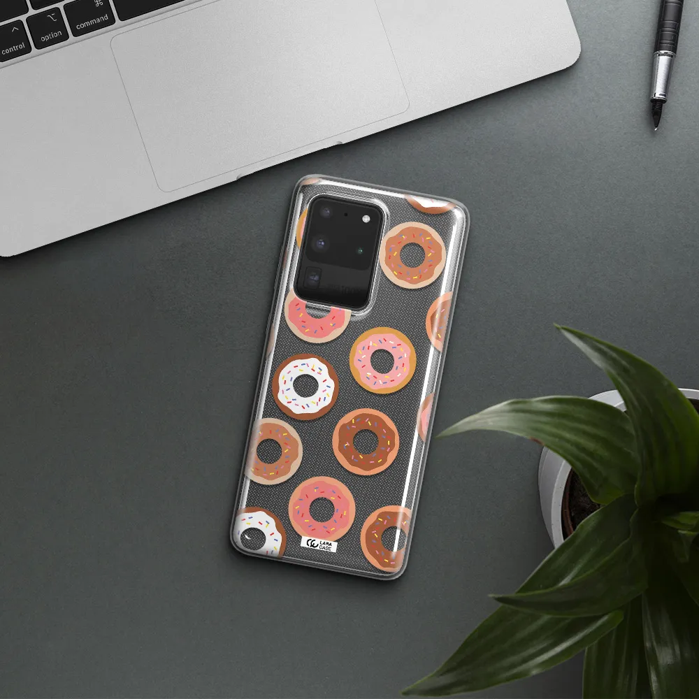 a pattern of donuts with sprinkles Samsung S20 Ultra Clear TPU Case